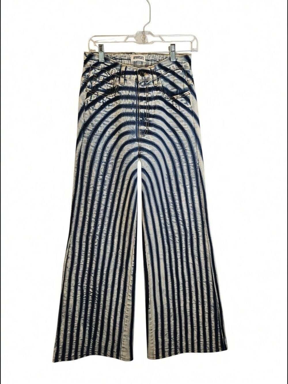 Aphrodite Wide Leg Jean Style AP40644LT Striped Print Size M 28